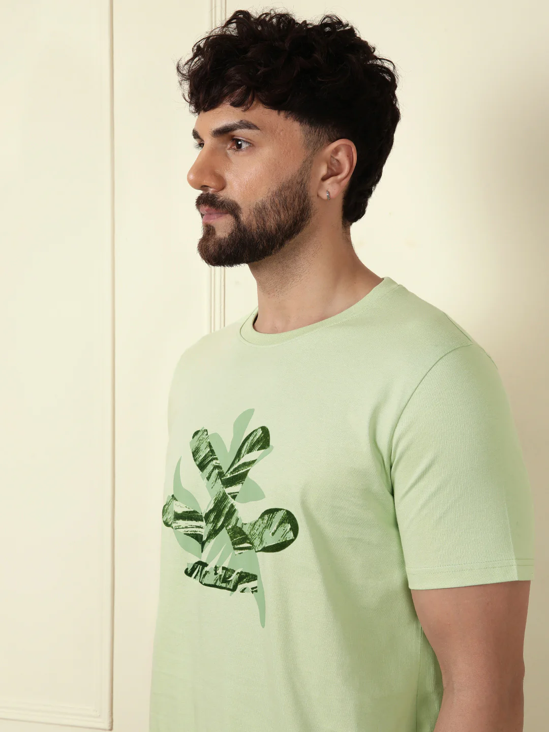 Flock Print Slim Fit T-Shirt | Green - Image 5