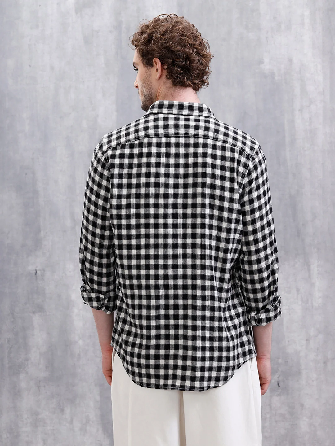 Seersucker Micro Checks Shirt | Black - Image 3