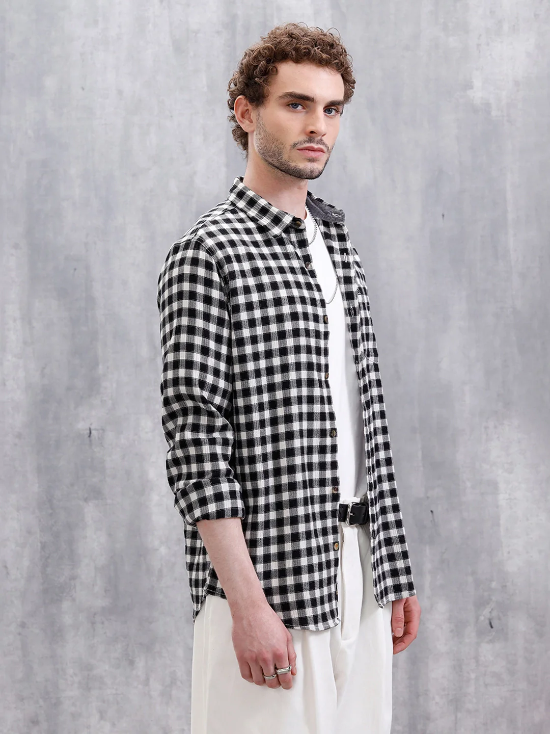 Seersucker Micro Checks Shirt | Black - Image 4
