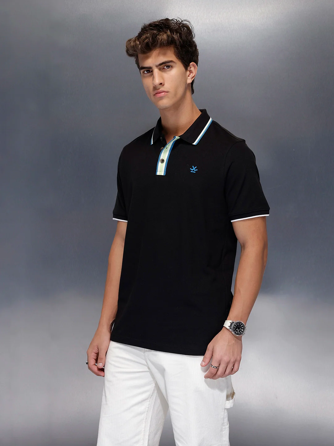 Signature Trim Detail Polo Shirt | Black - Image 4