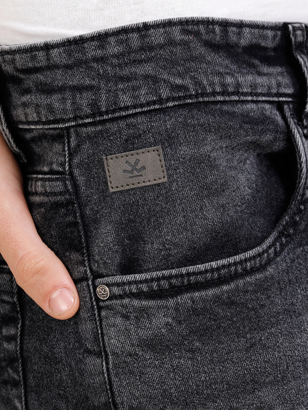 Skinny Crop Mild Wash Jeans I Grey - Image 5
