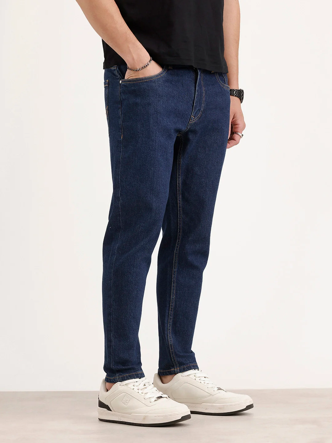 Skinny Cropped Denim Jeans | Dark Blue - Image 4