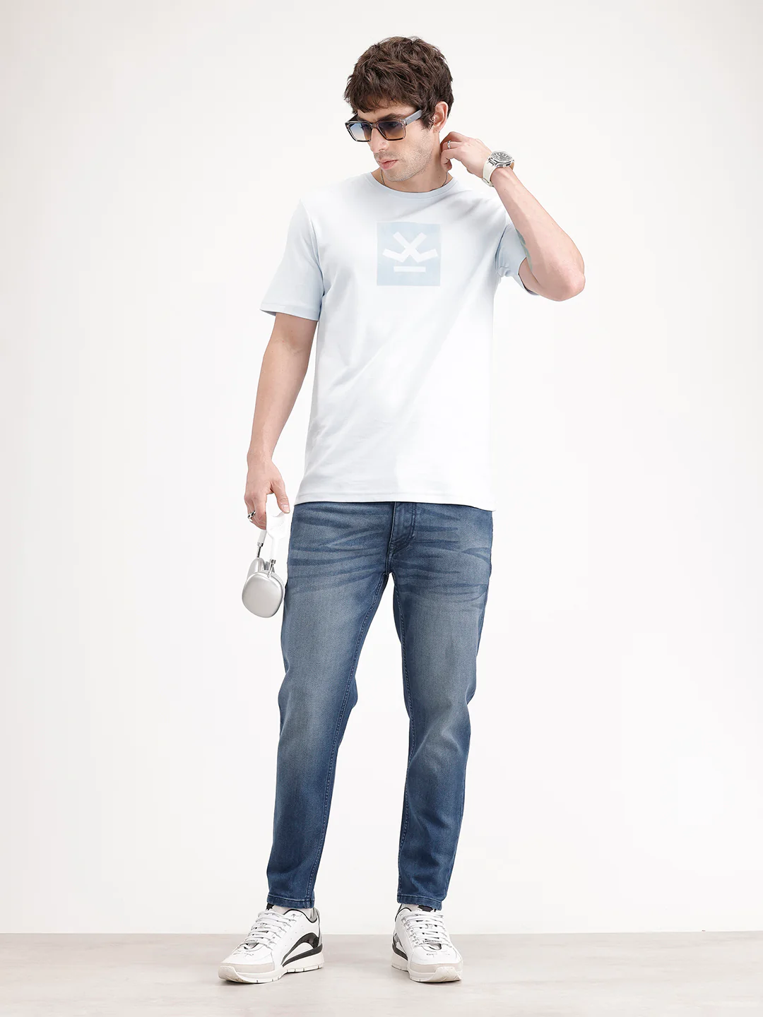 Skinny Cropped Washed Denim Jeans | Blue - Image 2
