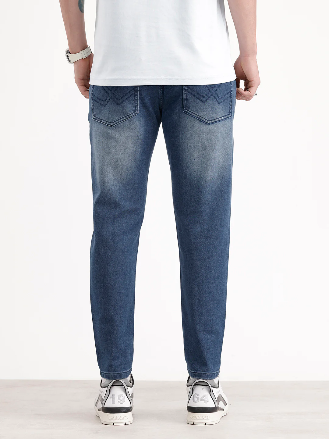Skinny Cropped Washed Denim Jeans | Blue - Image 3