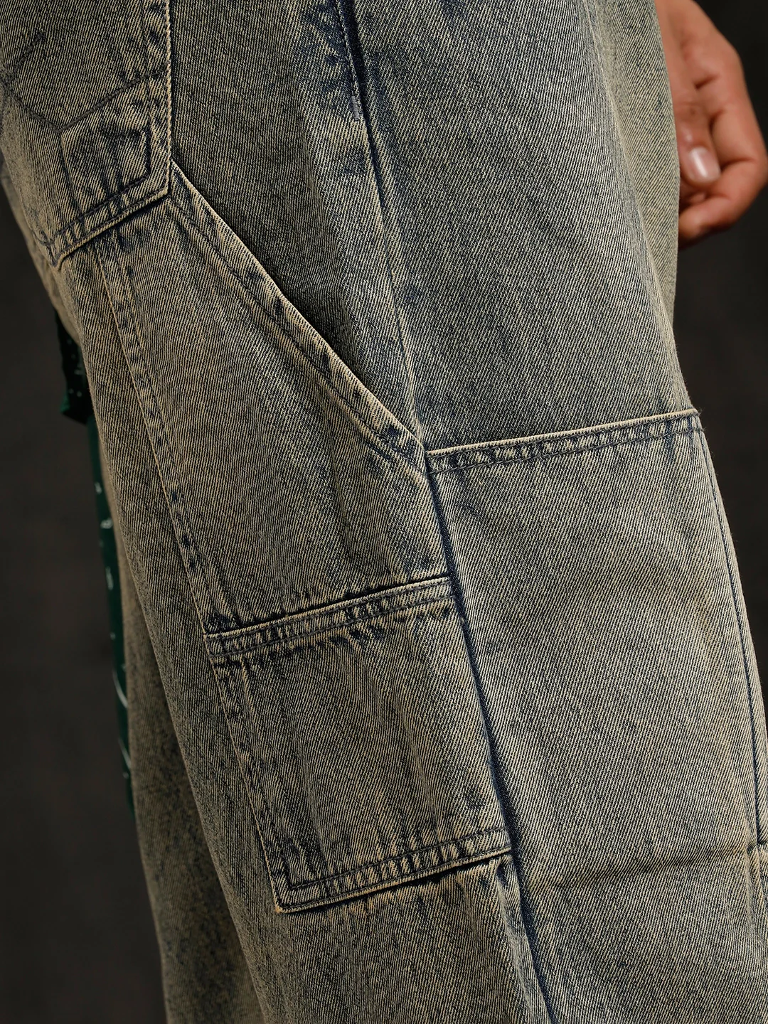 Slanted Pocket Loose Fit Jeans | Grey - Image 6
