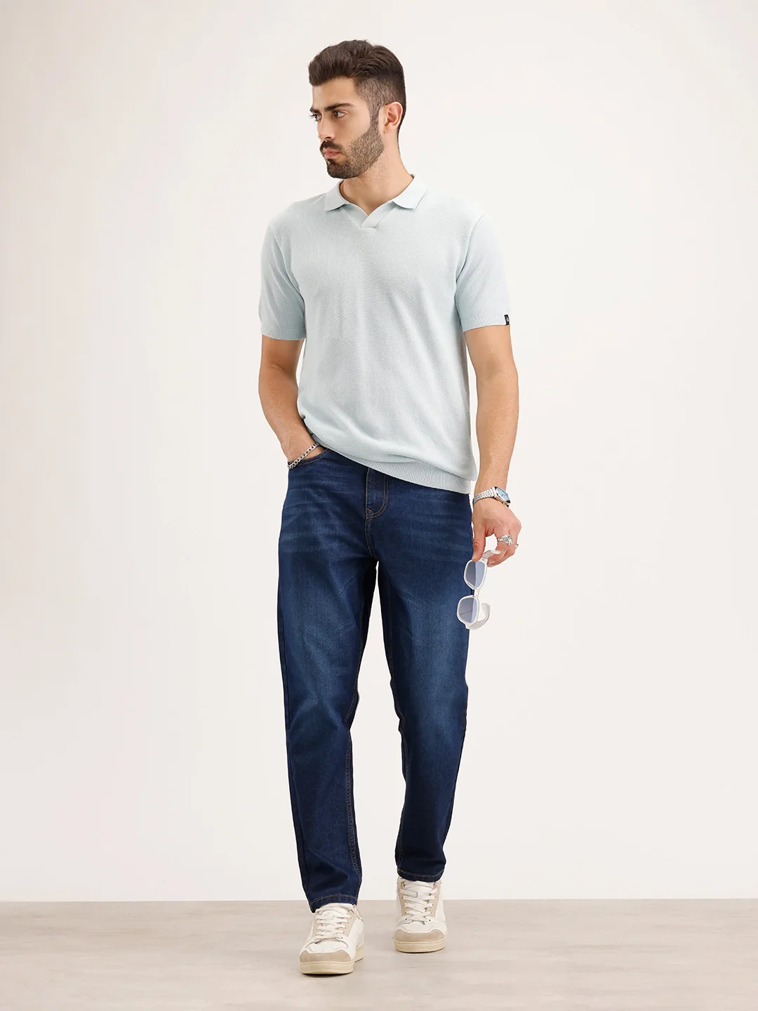 Slim Cropped Fit Denim Jeans | Blue - Image 2