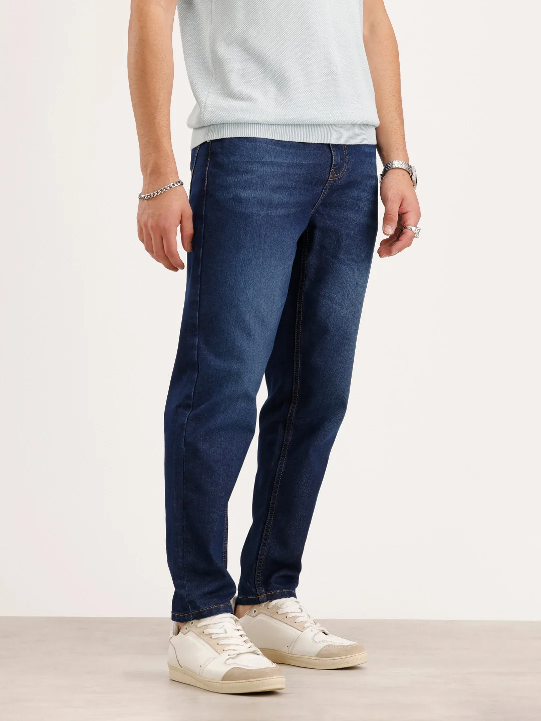 Slim Cropped Fit Denim Jeans | Blue - Image 4