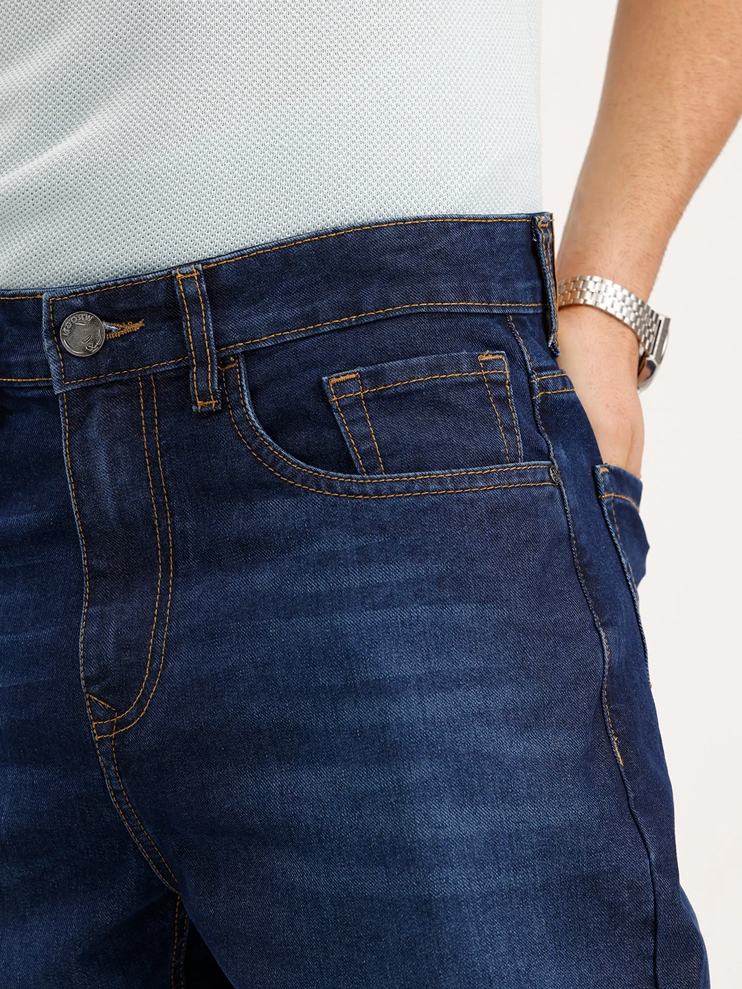 Slim Cropped Fit Denim Jeans | Blue - Image 5