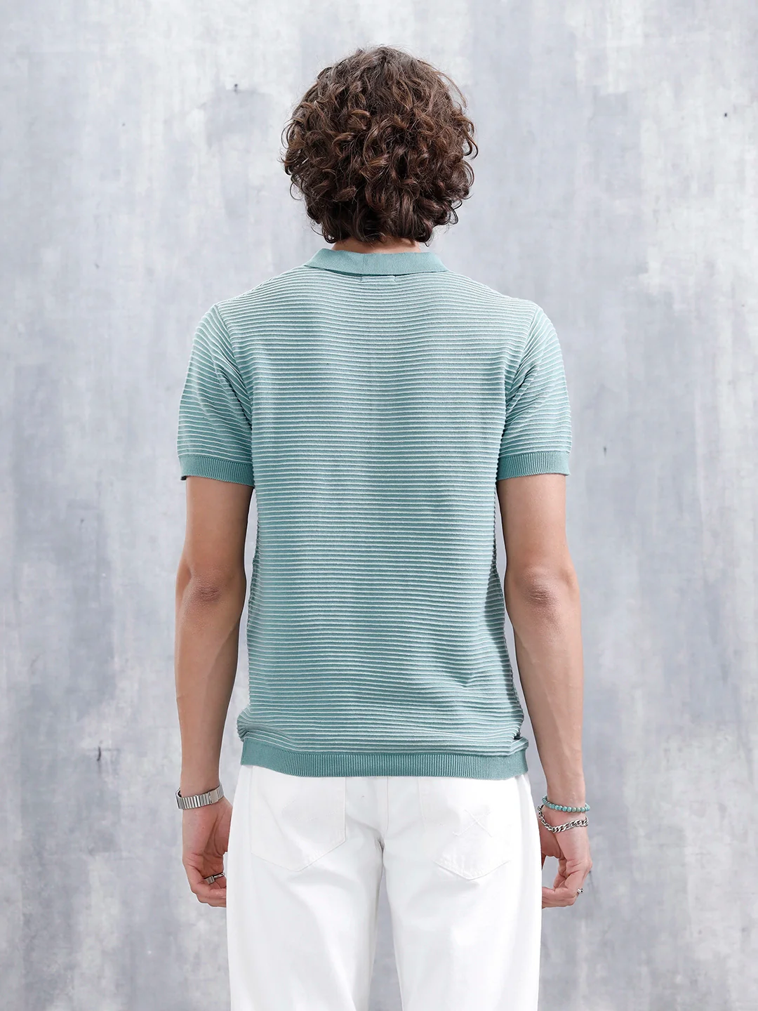 Slim Fit 100% Cotton Flat Knit Polo | Green - Image 6