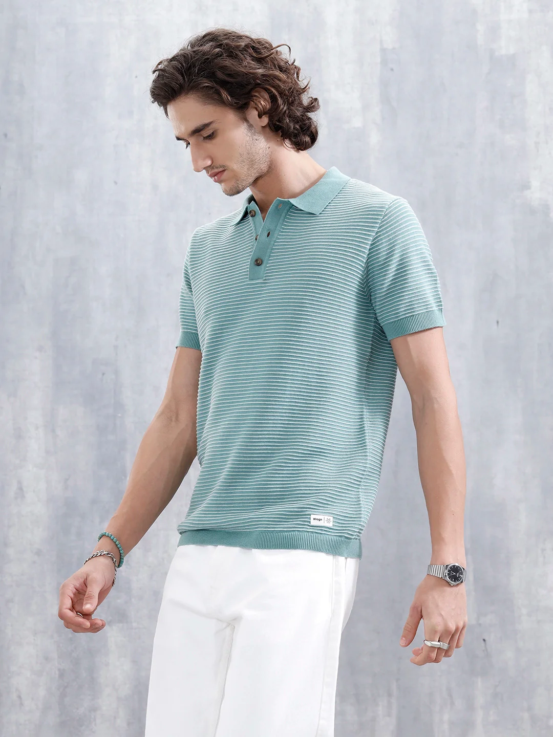 Slim Fit 100% Cotton Flat Knit Polo | Green - Image 7