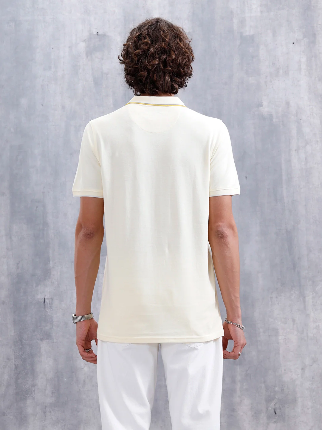 Slim Fit 100% Cotton Polo With Contrast Tipping | Yellow - Image 3