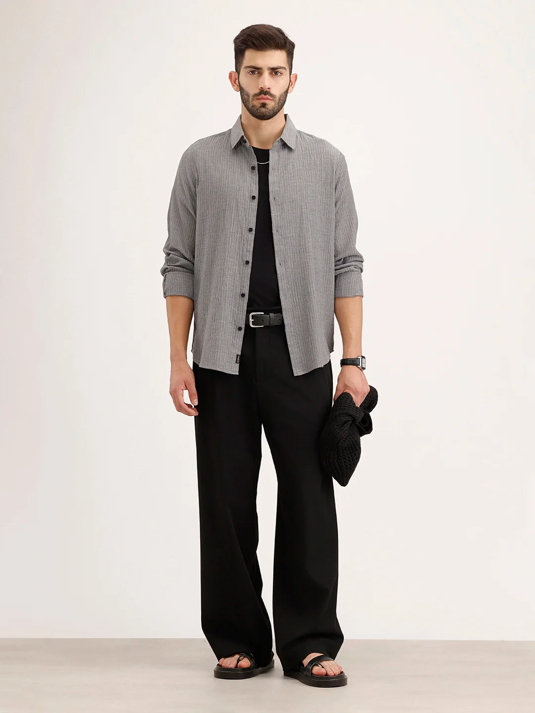 Slim Fit 100% Cotton Shirt | Grey - Image 2