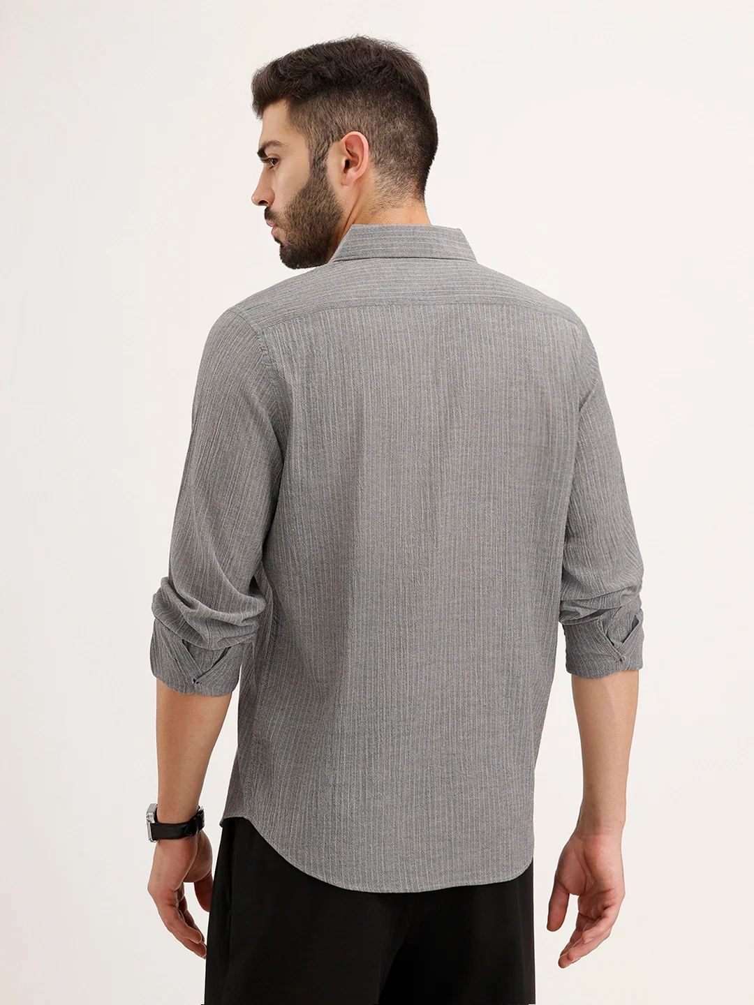 Slim Fit 100% Cotton Shirt | Grey - Image 3