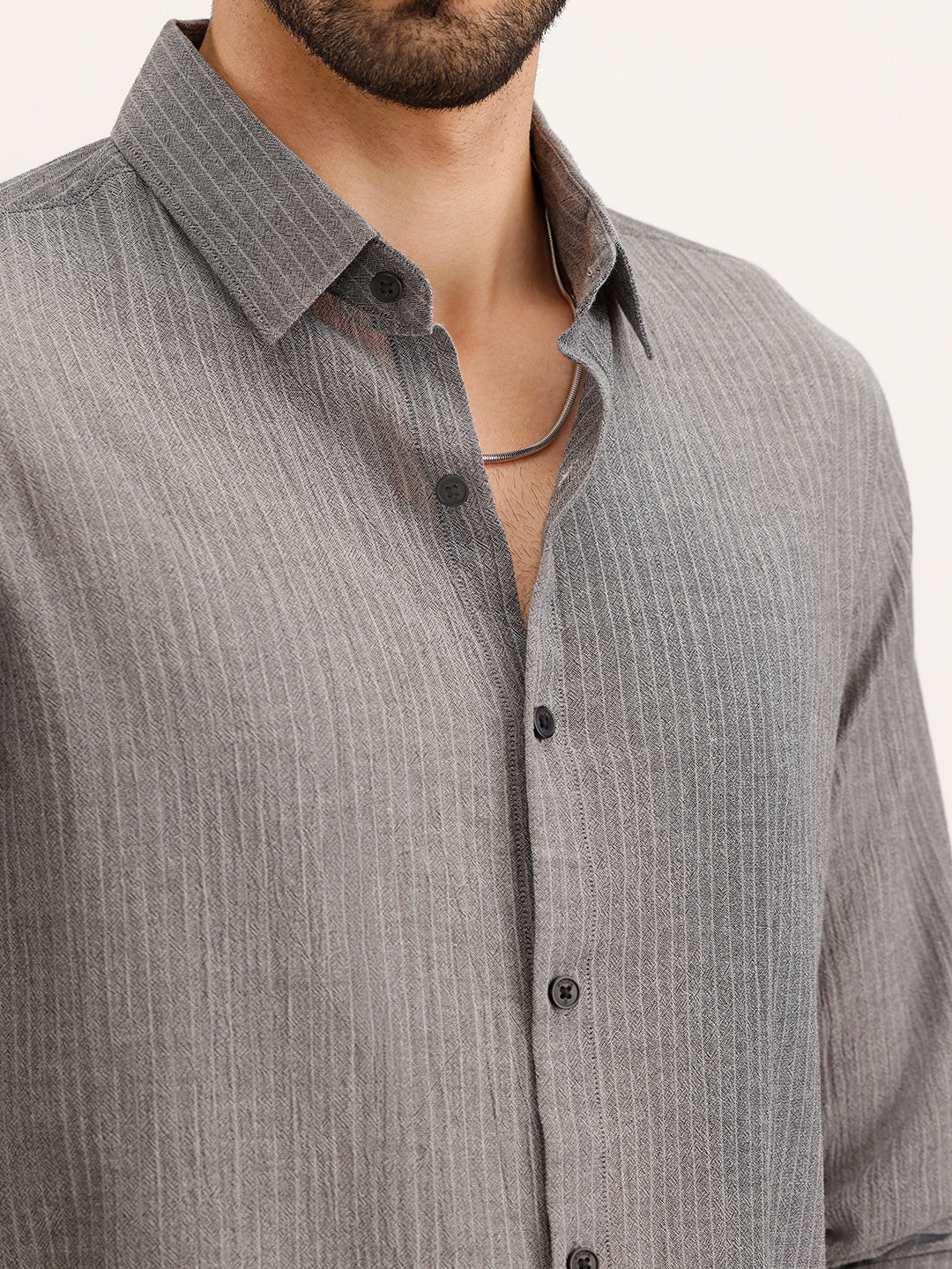 Slim Fit 100% Cotton Shirt | Grey - Image 5