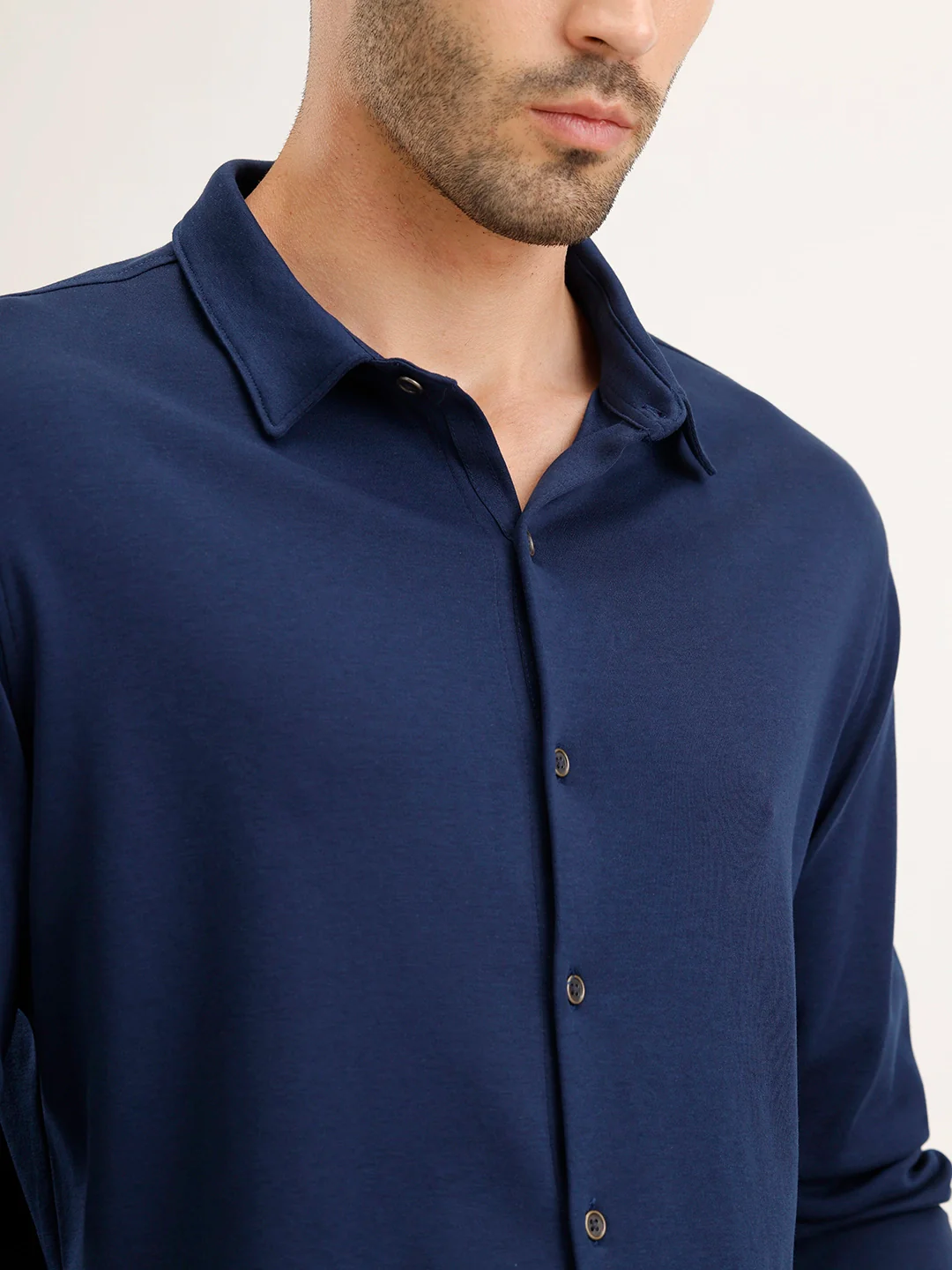 Slim Fit 100% Cotton Shirt | Navy Blue - Image 5