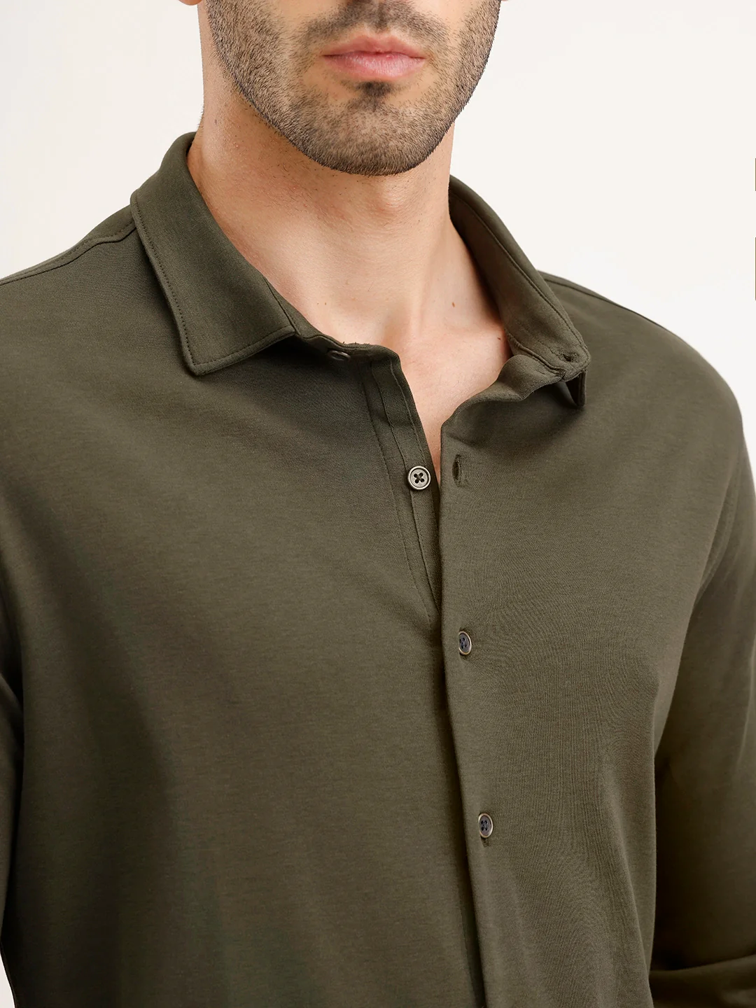 Slim Fit 100% Cotton Shirt | Olive - Image 5