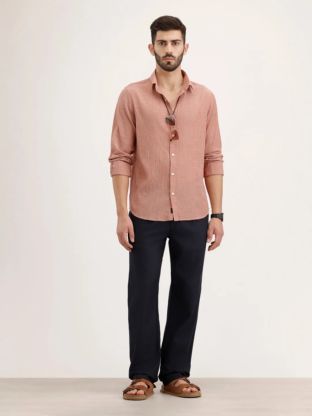 Slim Fit 100% Cotton Shirt | Rust - Image 2
