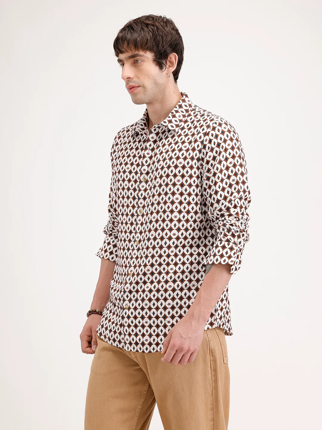 Slim Fit AOP Full Sleeve Shirt | Brown - Image 4