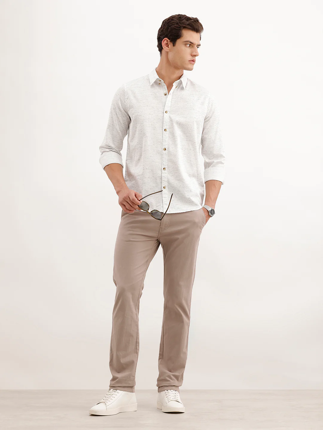 Slim Fit AOP Full Sleeved Shirt  | White - Image 2