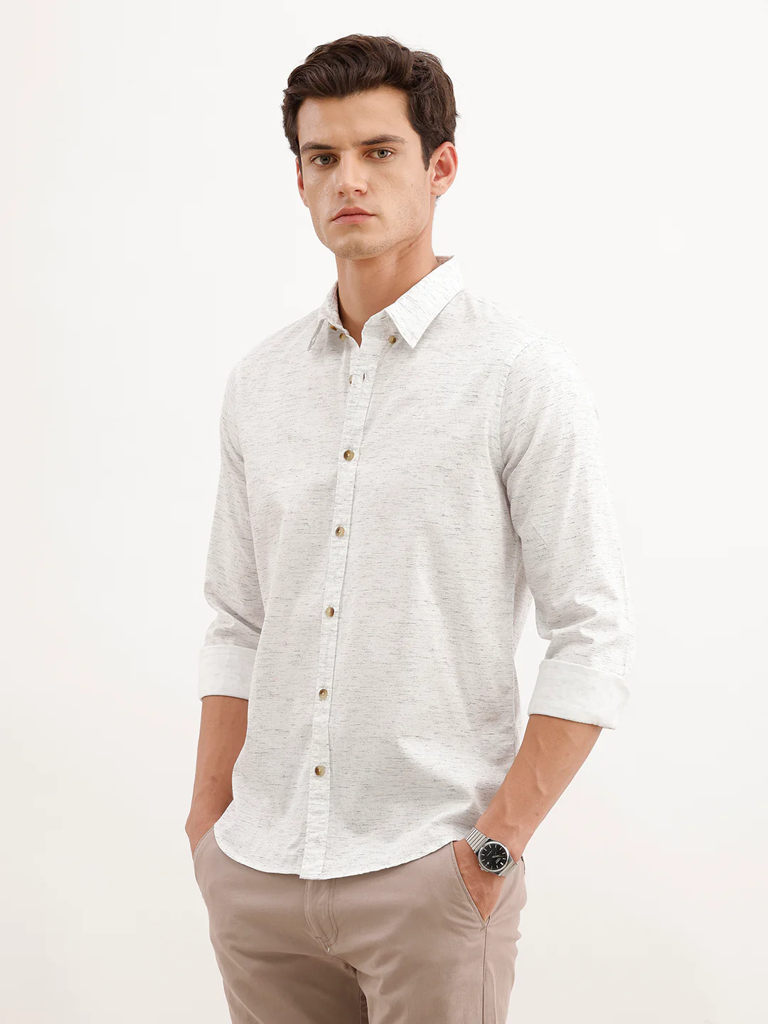 Slim Fit AOP Full Sleeved Shirt  | White - Image 4