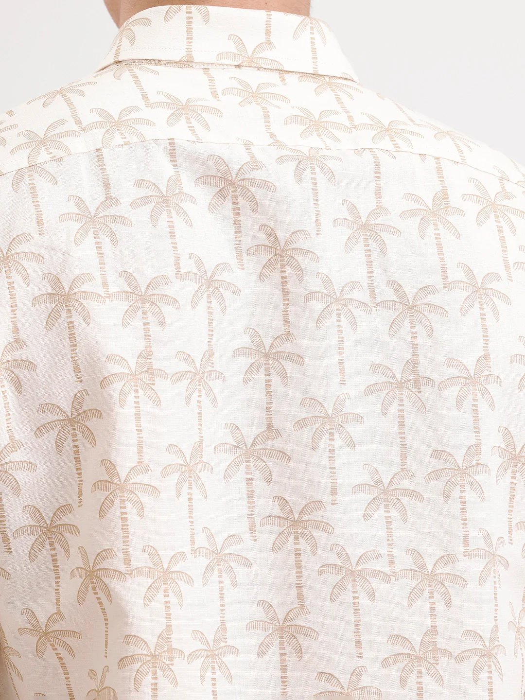 Slim Fit AOP Linen Blend Shirt  | Off White - Image 5
