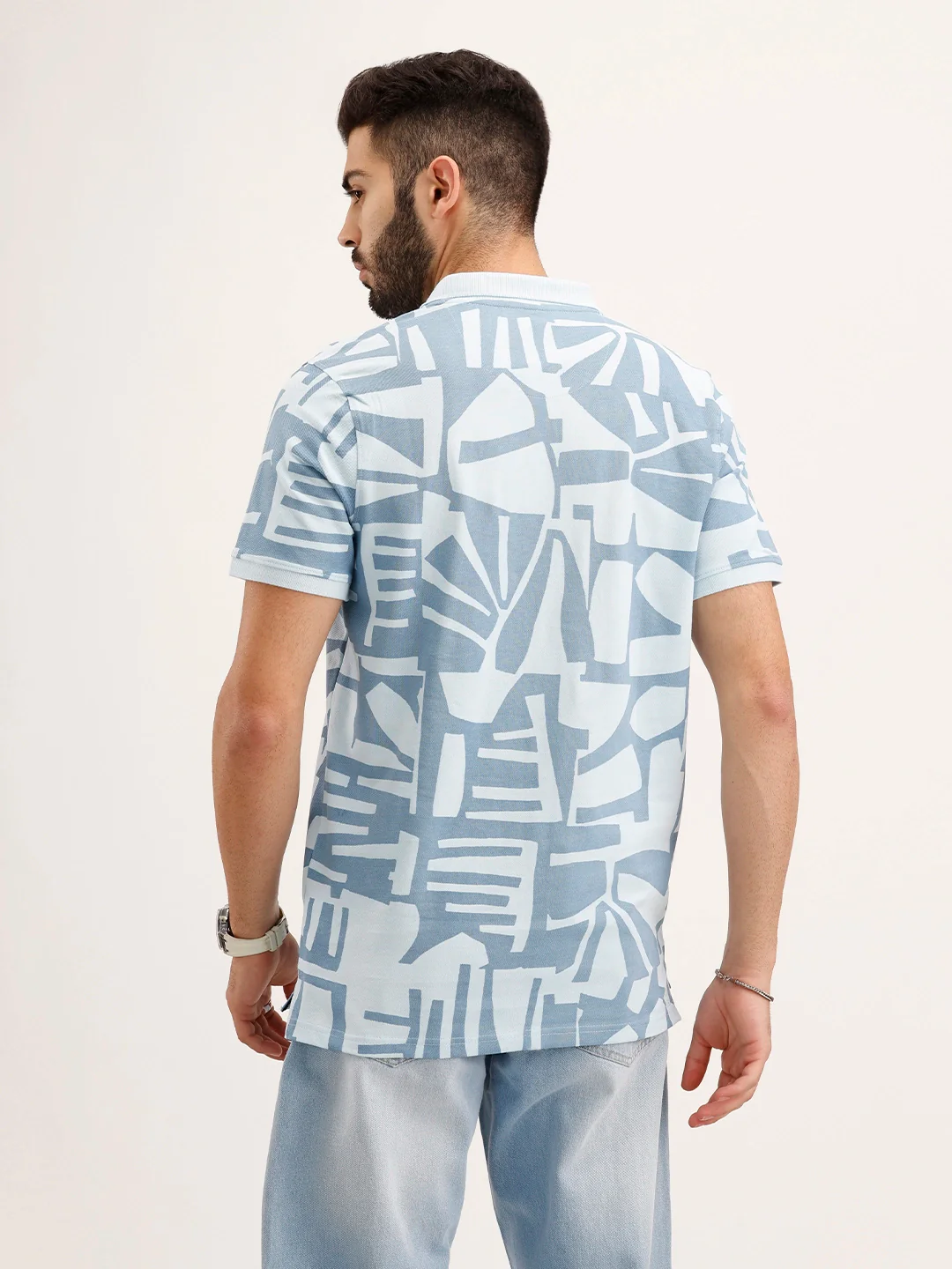 Slim Fit AOP Polo T-Shirt | Blue - Image 3