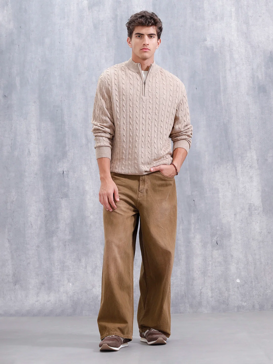 Slim Fit Casual Pullover | Beige - Image 2