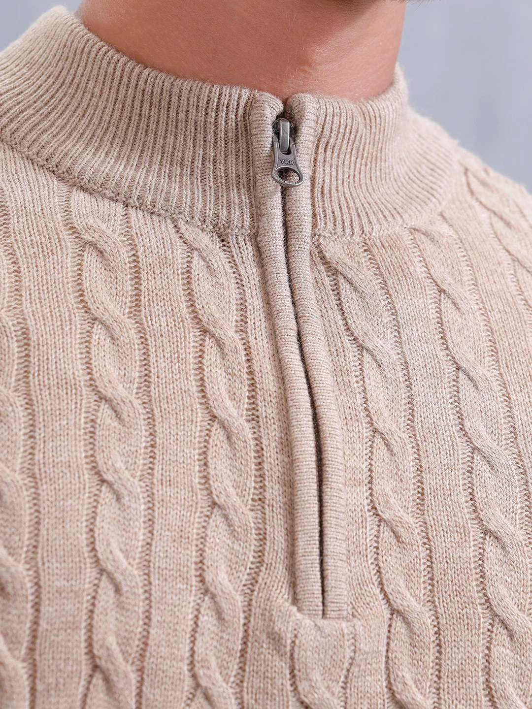 Slim Fit Casual Pullover | Beige - Image 5