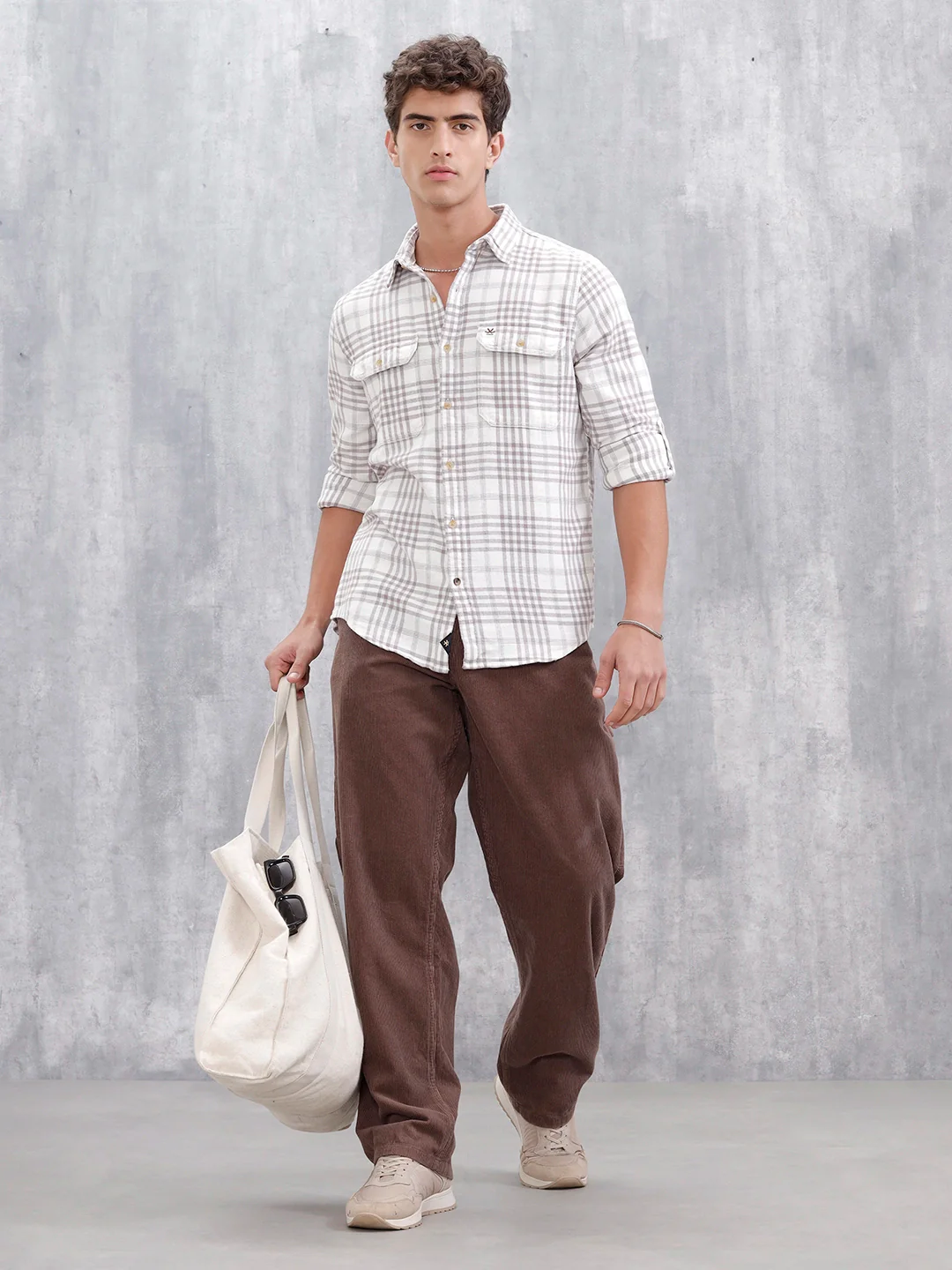 Slim Fit Checkered Casual Shirt For Men |Off White - Image 2