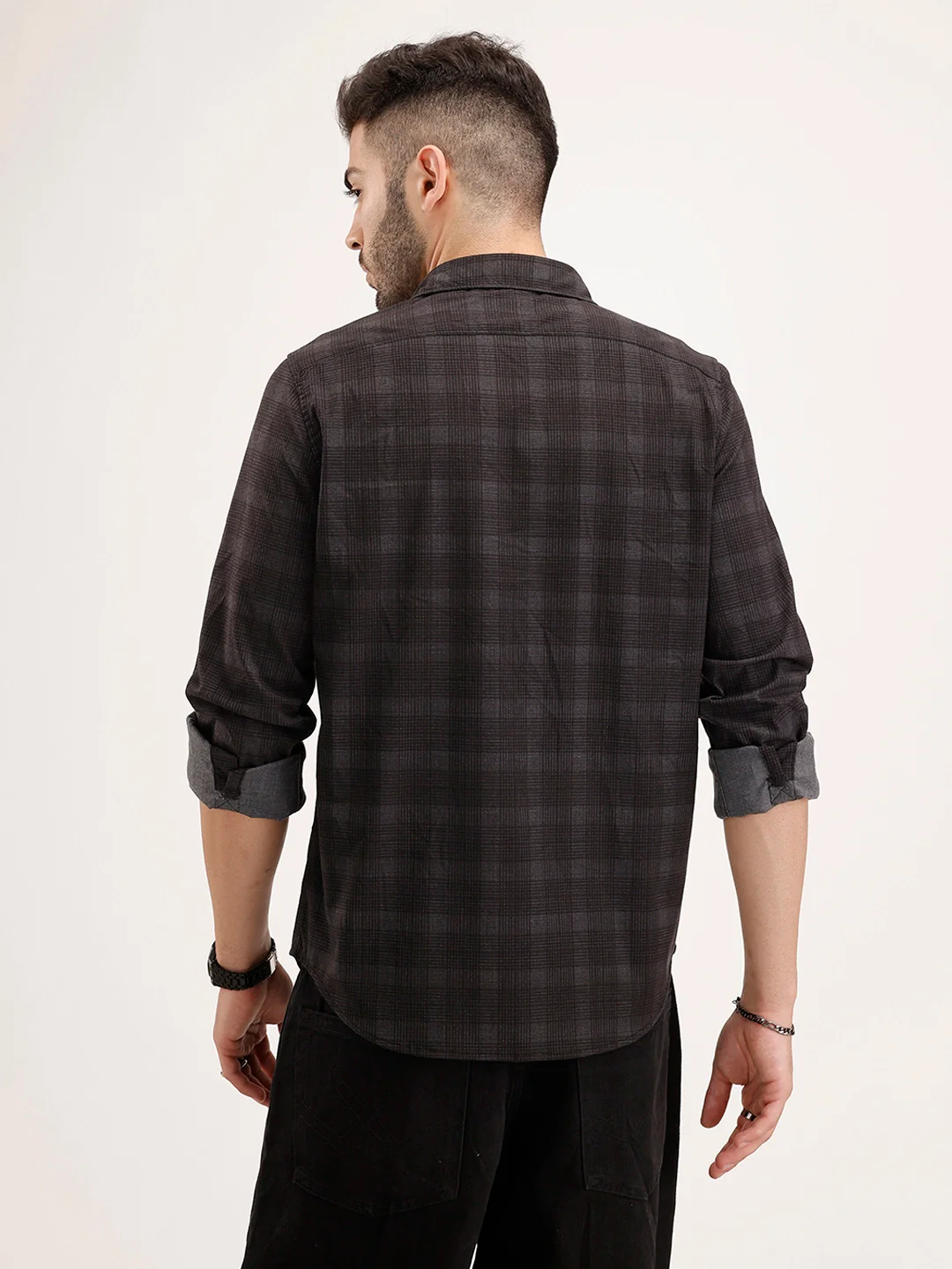 Slim Fit Checkered Shirt | Black - Image 3