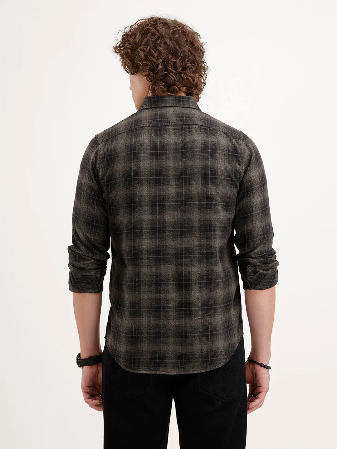 Slim Fit Checkered Shirt | Black - Image 3