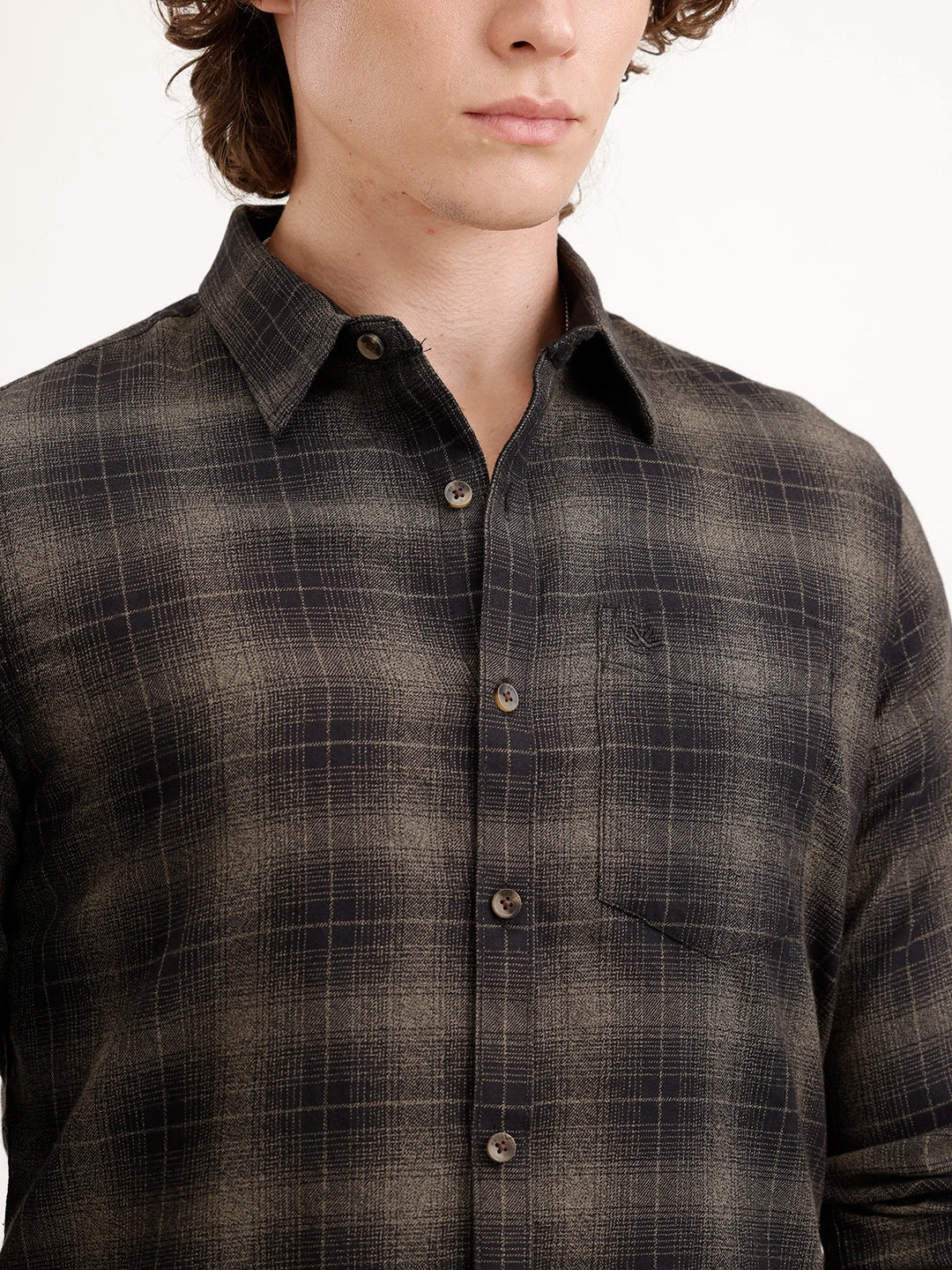 Slim Fit Checkered Shirt | Black - Image 5