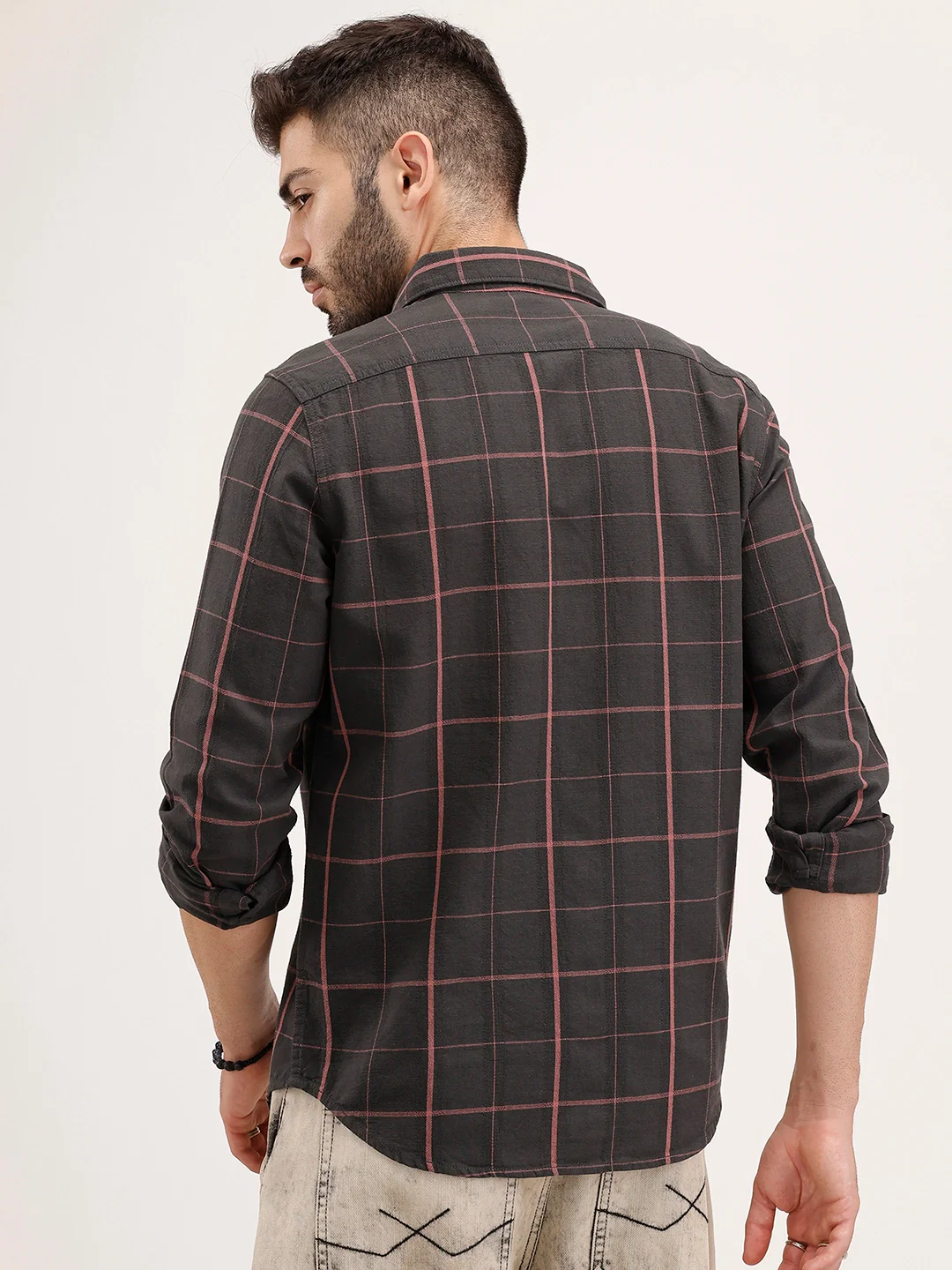 Slim Fit Checkered Shirt | Black - Image 3