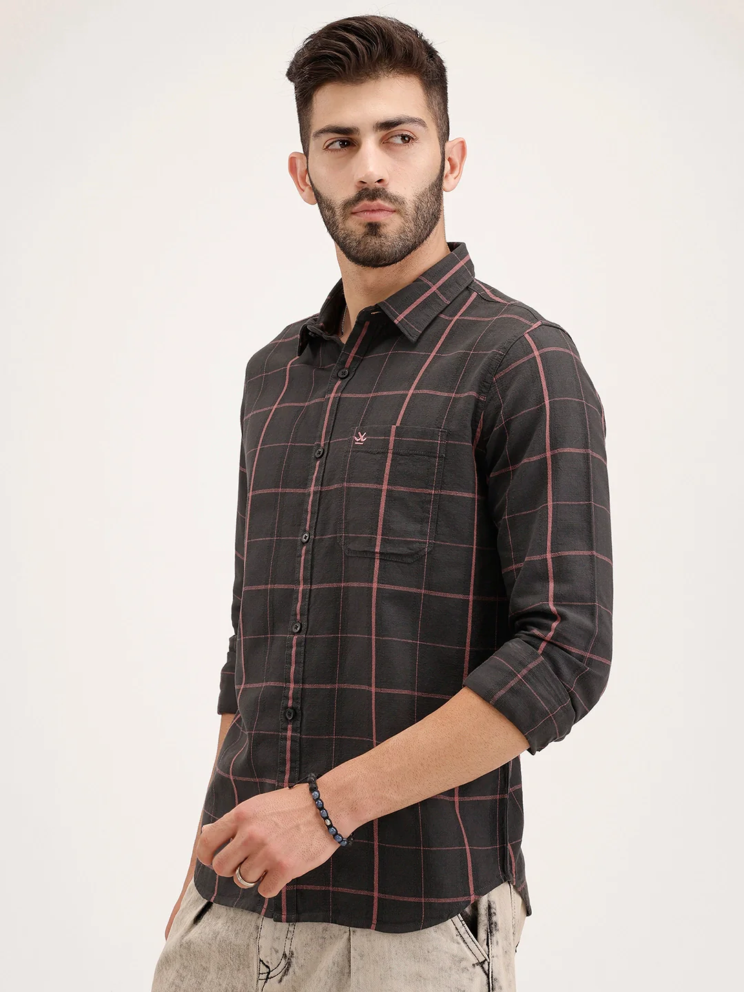 Slim Fit Checkered Shirt | Black - Image 4