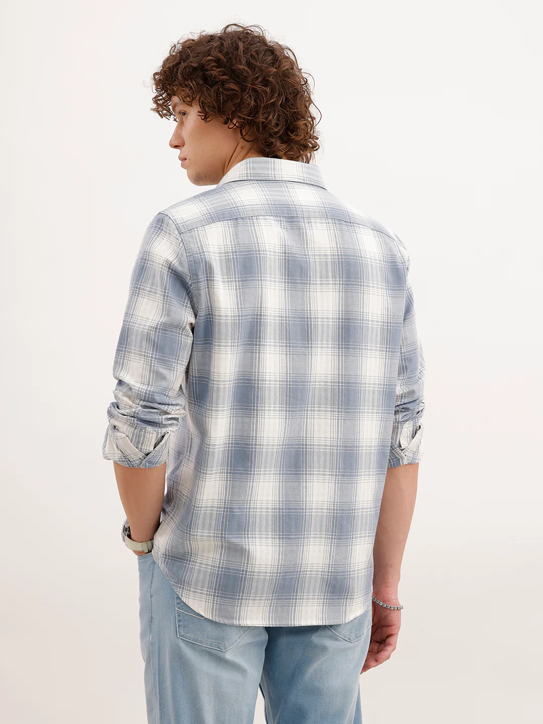 Slim Fit Checkered Shirt  | Blue - Image 3