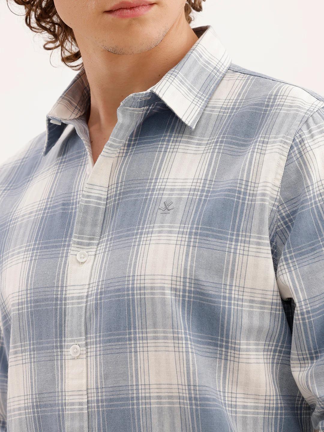 Slim Fit Checkered Shirt  | Blue - Image 5