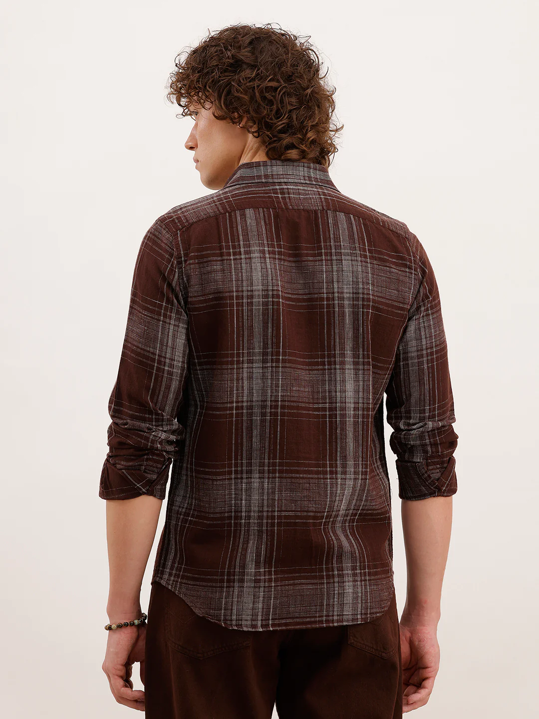 Slim Fit Checkered Shirt  | Brown - Image 3