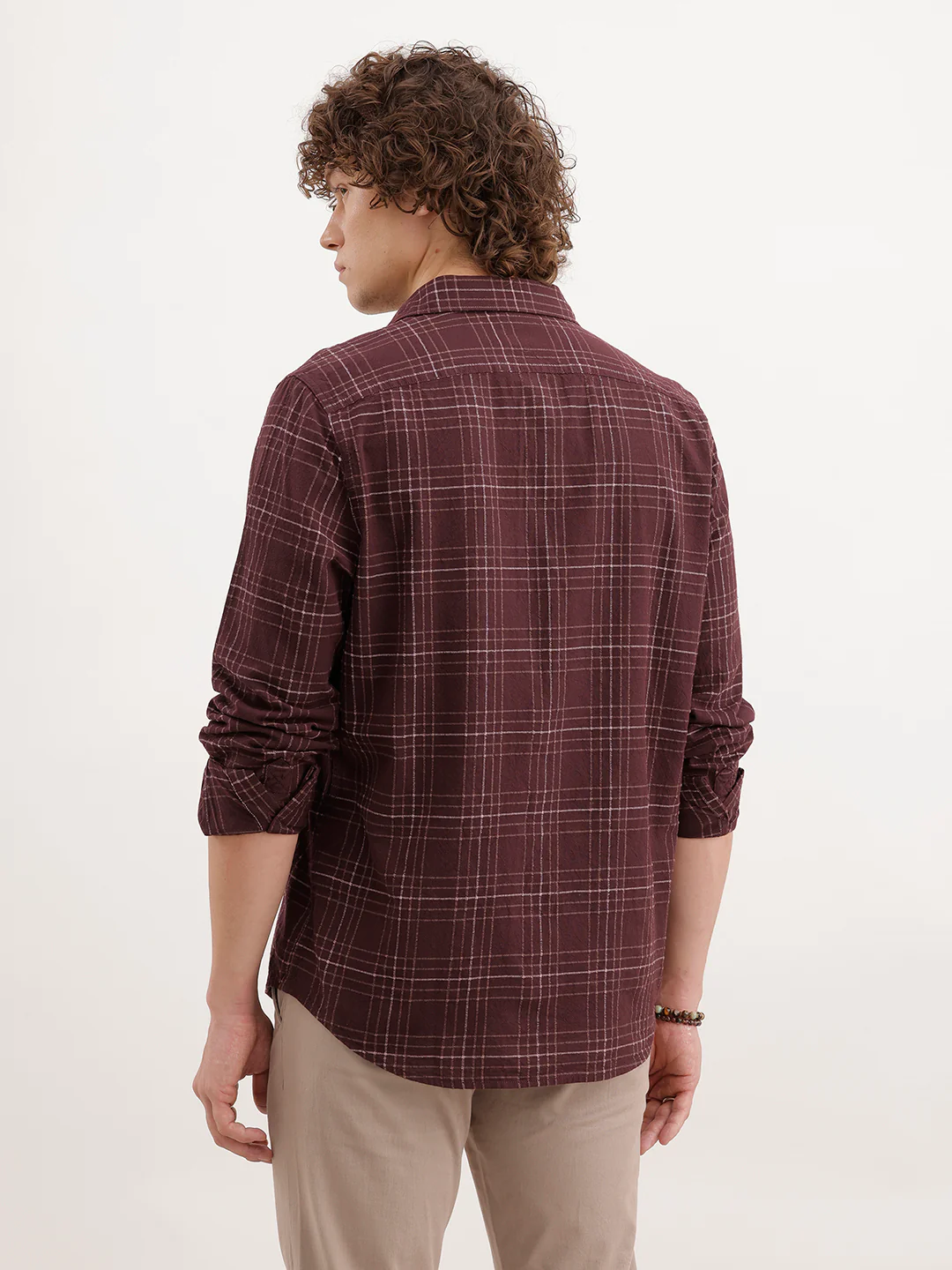 Slim Fit Checkered Shirt  | Brown - Image 3
