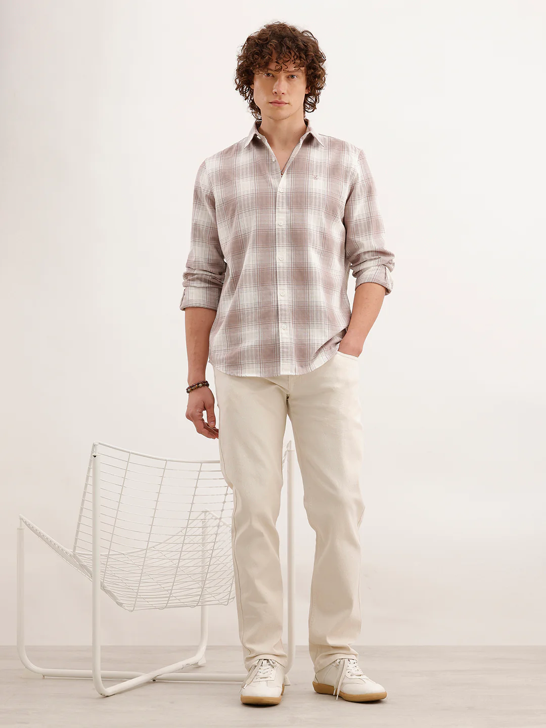 Slim Fit Checkered Shirt  | Brown - Image 2