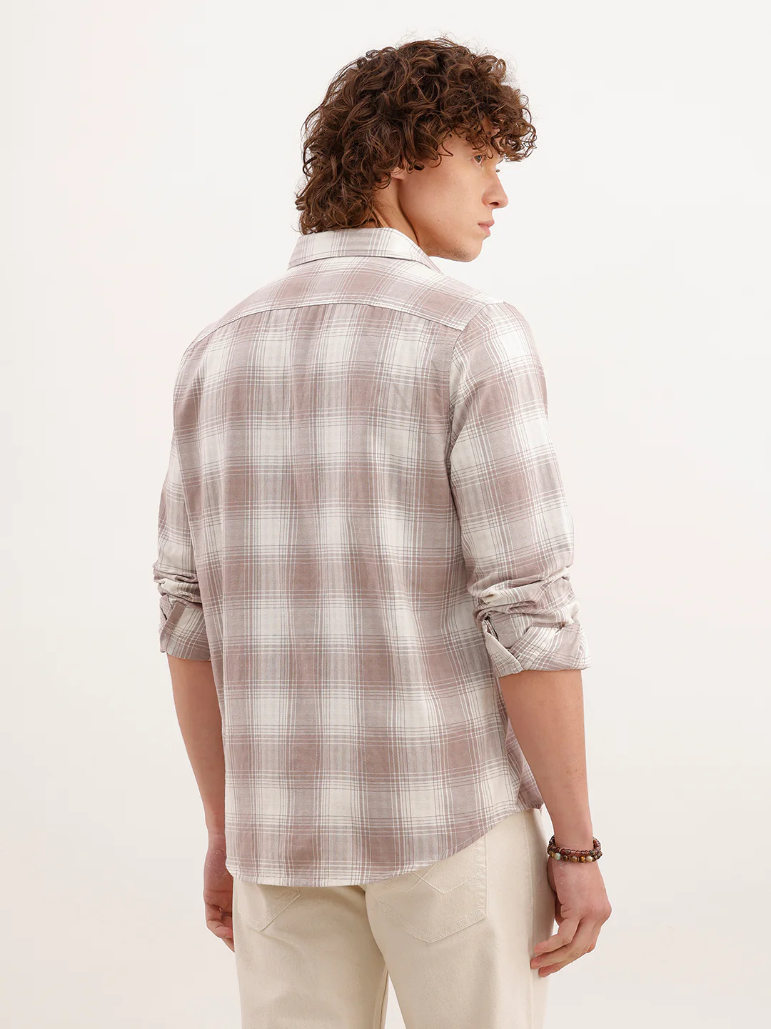 Slim Fit Checkered Shirt  | Brown - Image 3