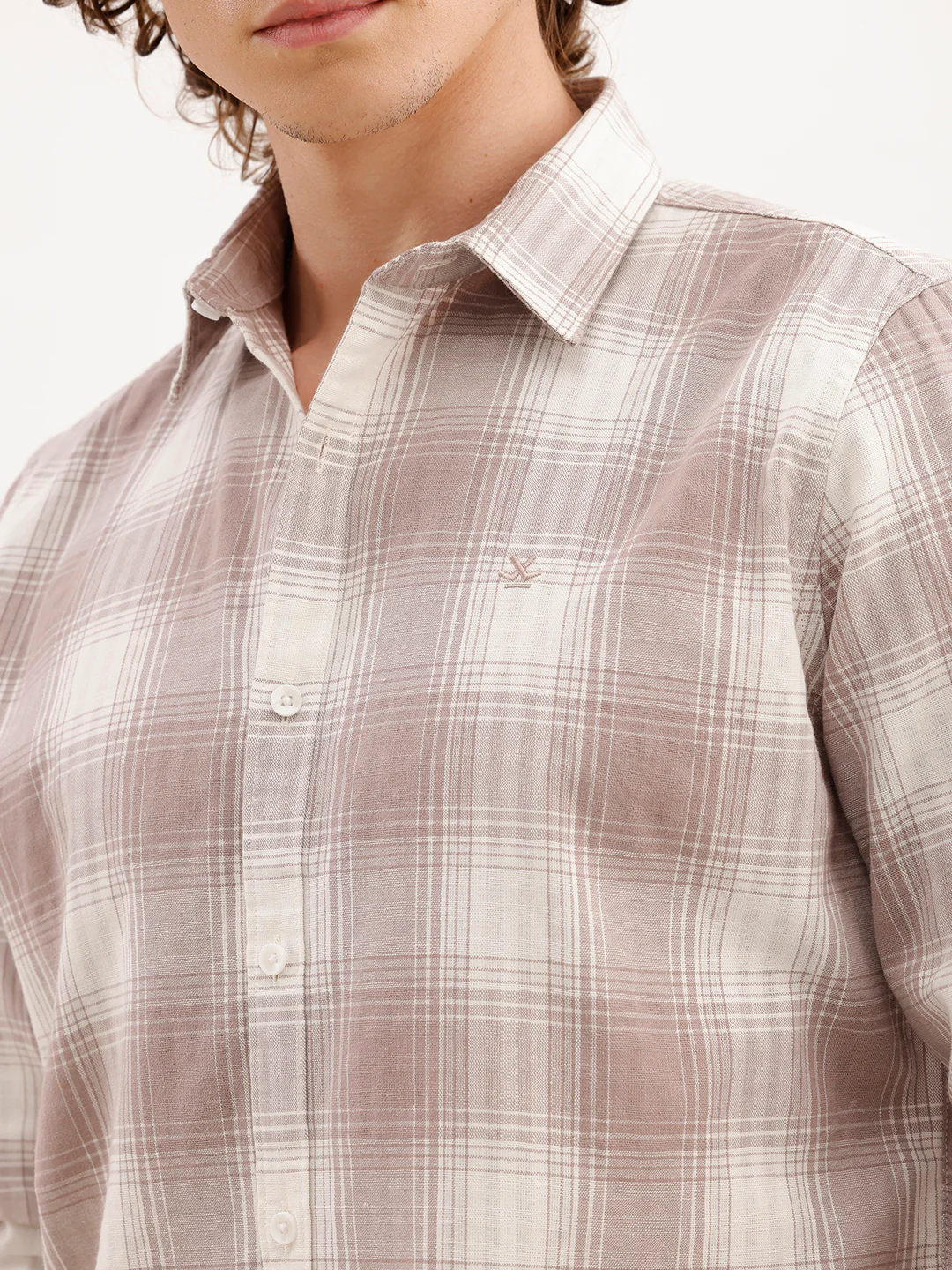 Slim Fit Checkered Shirt  | Brown - Image 5