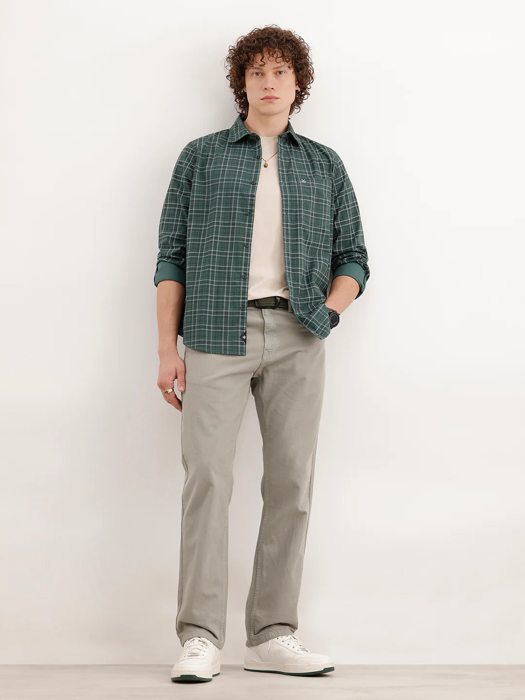 Slim Fit Checkered Shirt  | Dark Green - Image 2