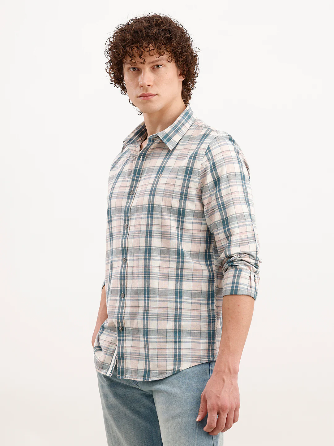 Slim Fit Checkered Shirt  | Green - Image 4