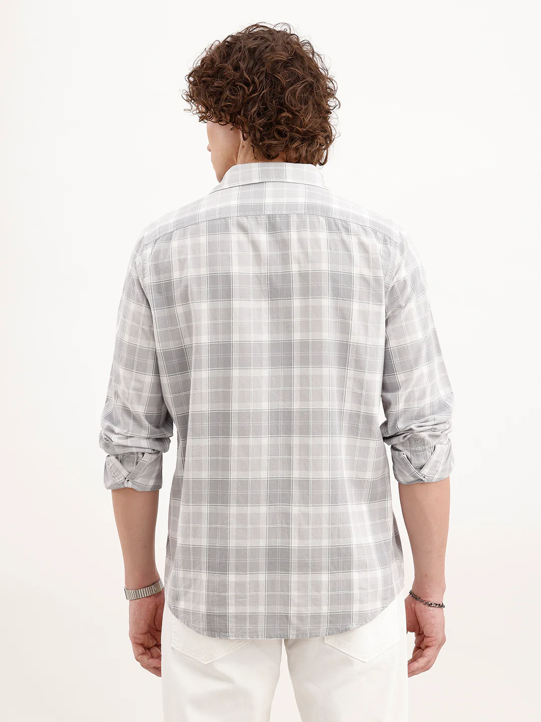 Slim Fit Checkered Shirt  | Grey - Image 3