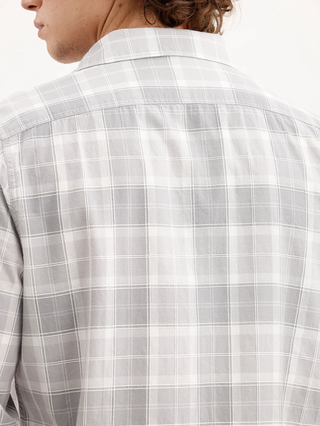 Slim Fit Checkered Shirt  | Grey - Image 5