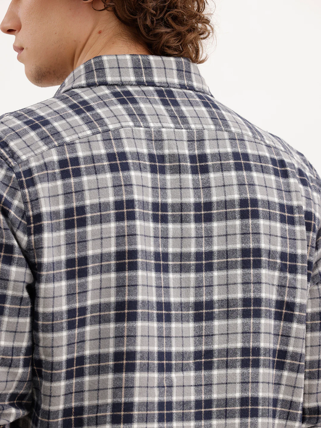 Slim Fit Checkered Shirt  | Grey - Image 5