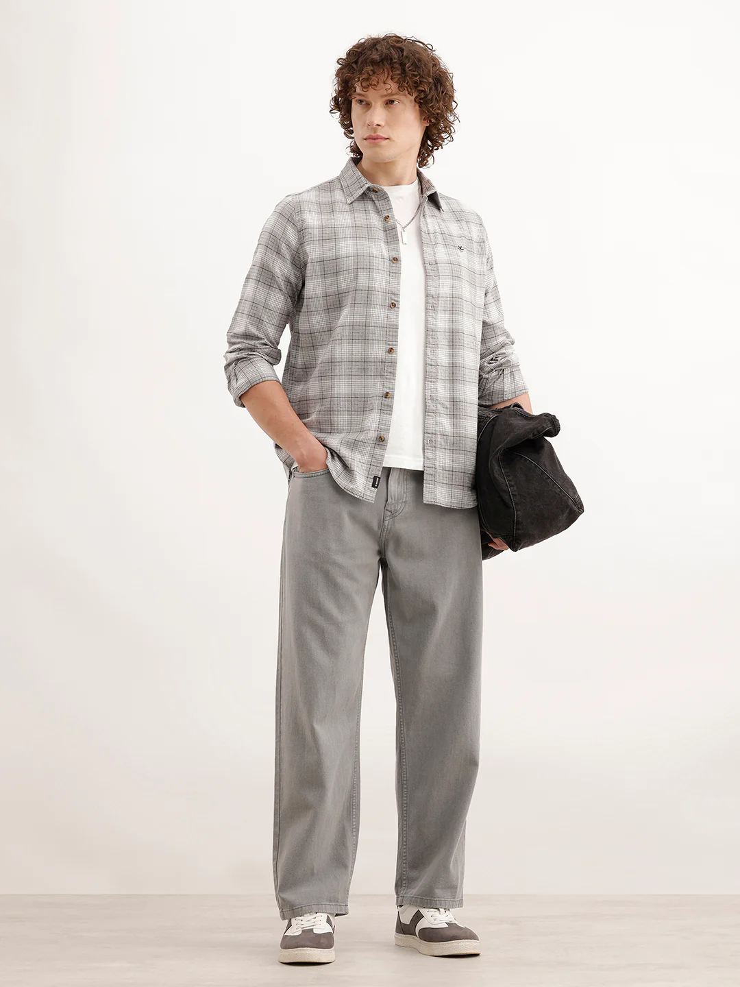 Slim Fit Checkered Shirt  | Grey - Image 2
