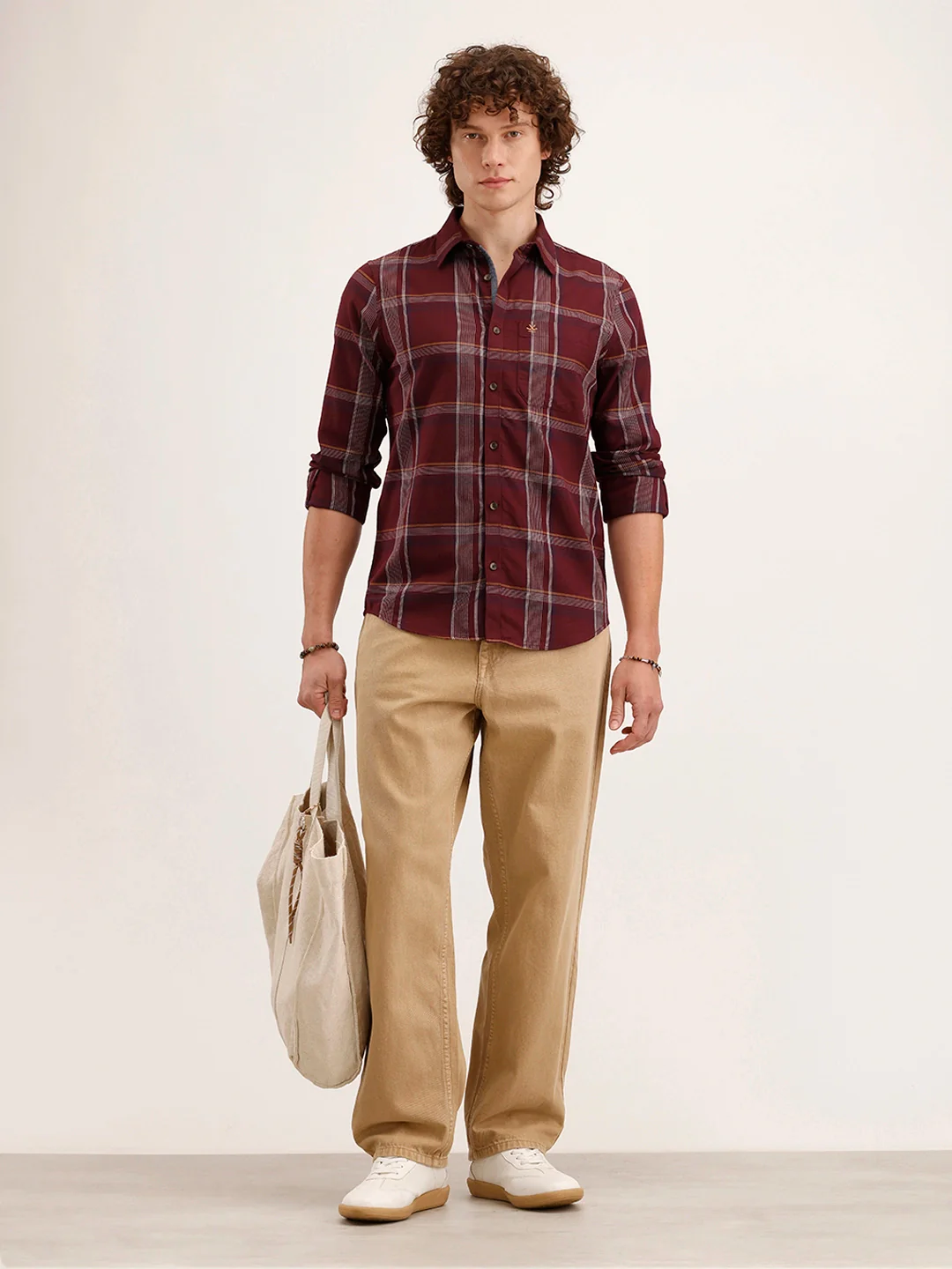 Slim Fit Checkered Shirt | Maroon - Image 2