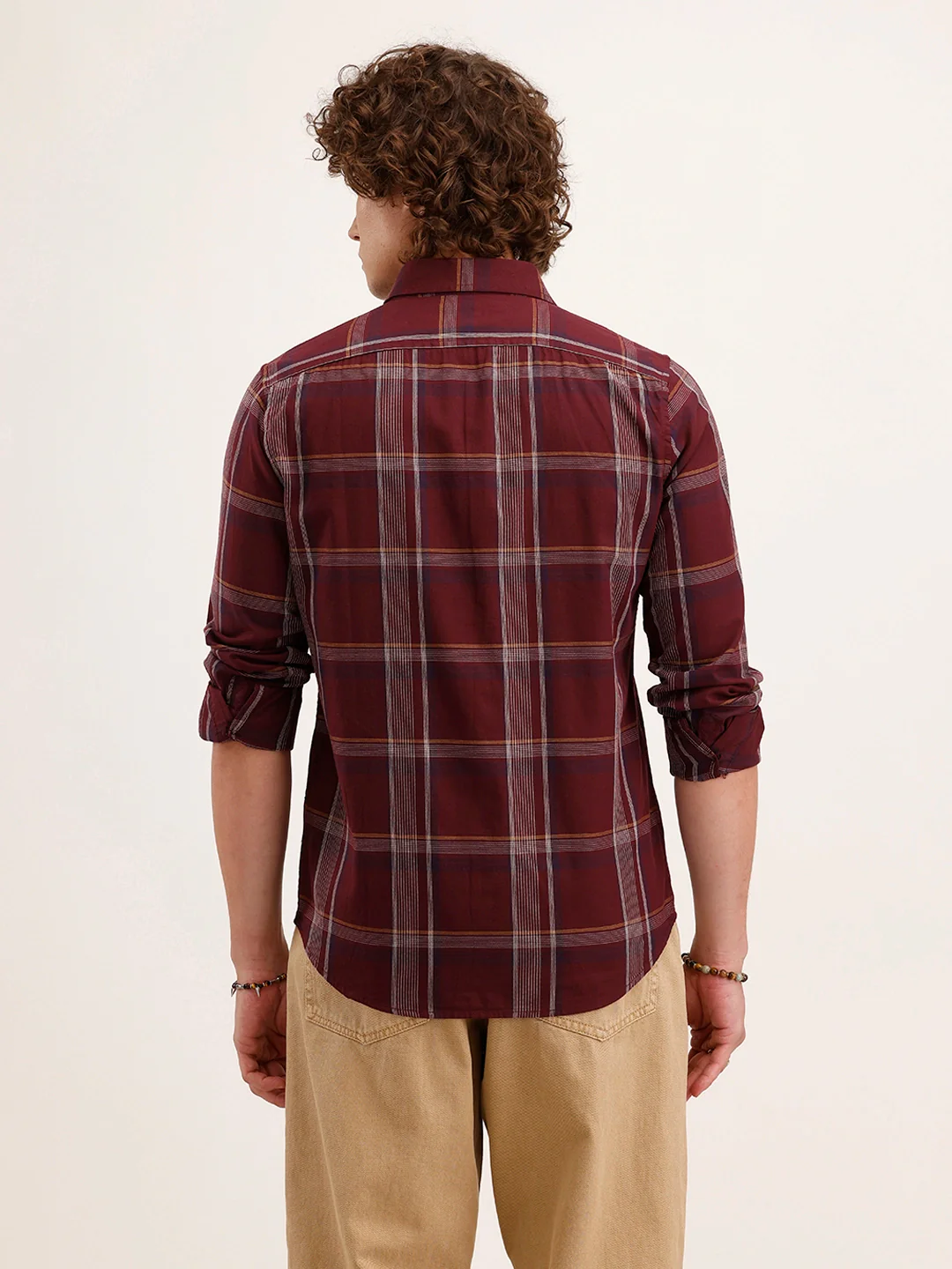 Slim Fit Checkered Shirt | Maroon - Image 3