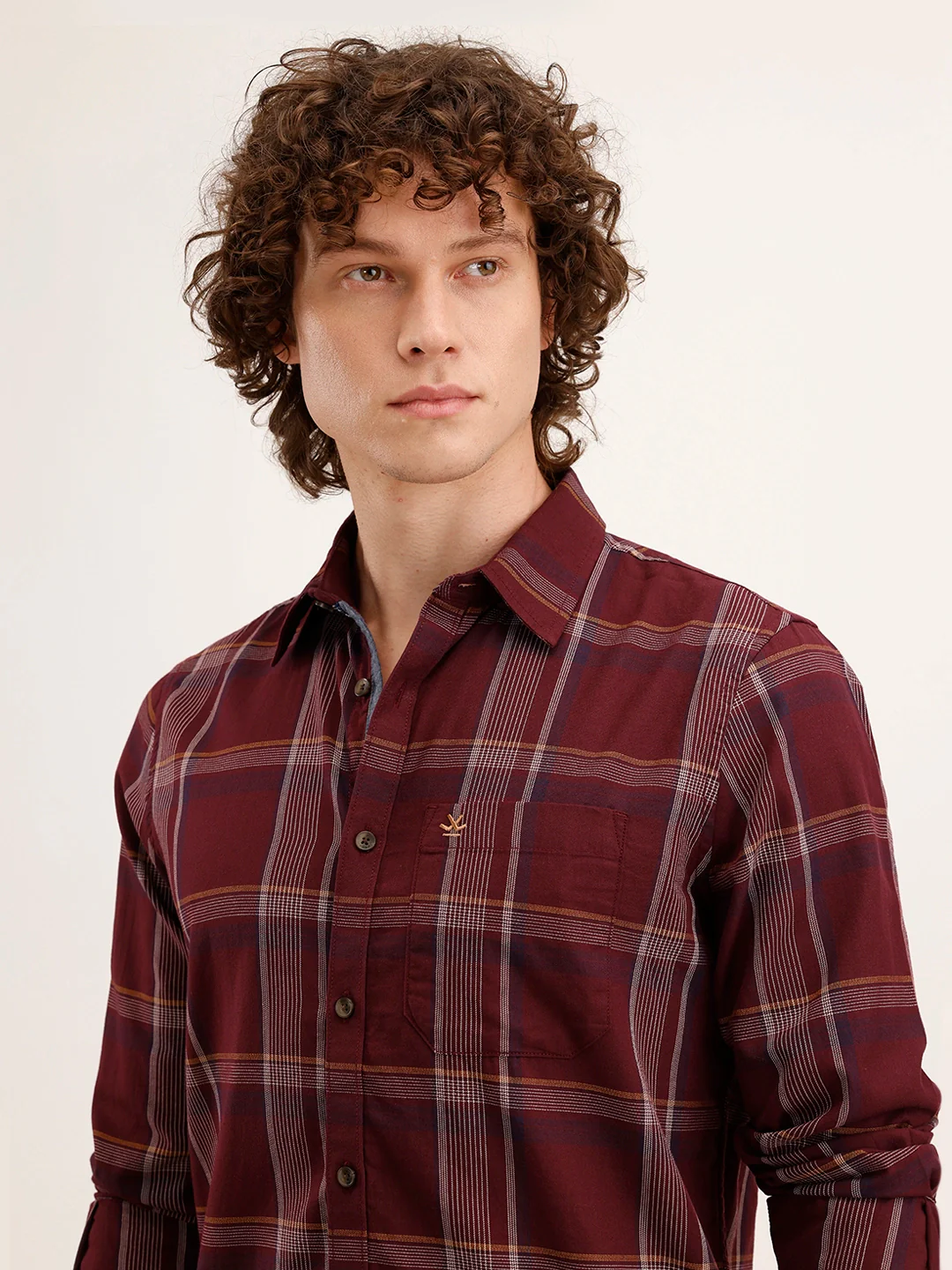 Slim Fit Checkered Shirt | Maroon - Image 5
